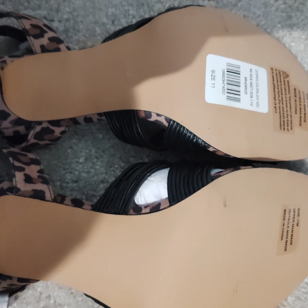 NWT NEW YORK AND COMPANY LEOPARD PRINT OPEN TOED HEEL - Picture 2 of 5